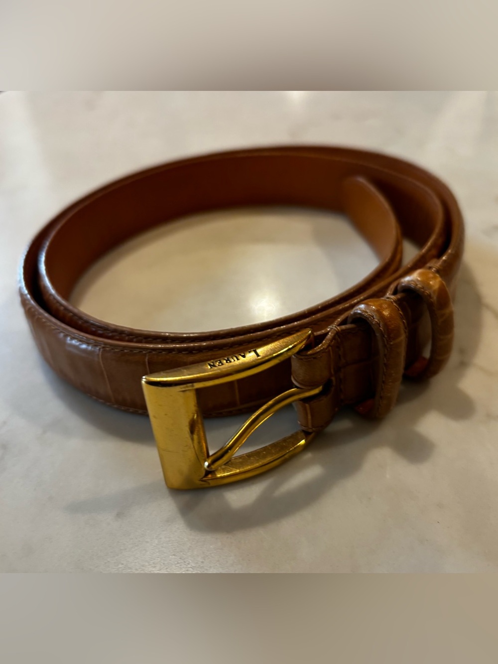 Ralph Lauren Leather Belt in Tan